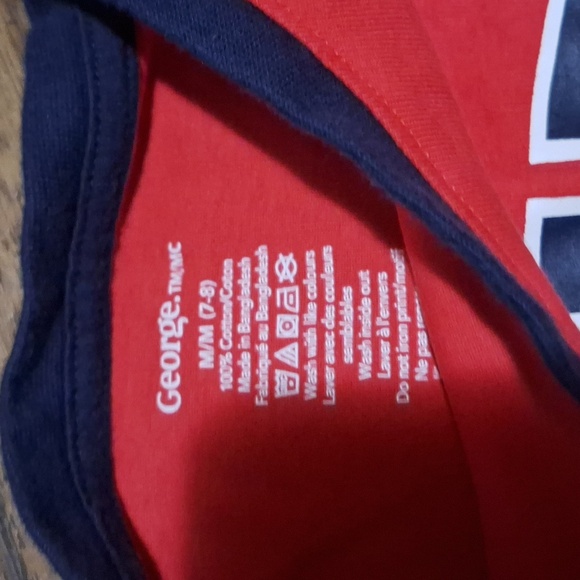 💥Buy2Get1Free💥George Red and Blue Long Sleeve Tee with Bold Print - Picture 2 of 2